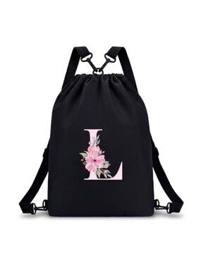 Water Resistant Nylon Drawstring Backpack 4-in-1 Gym Bag Initial Design